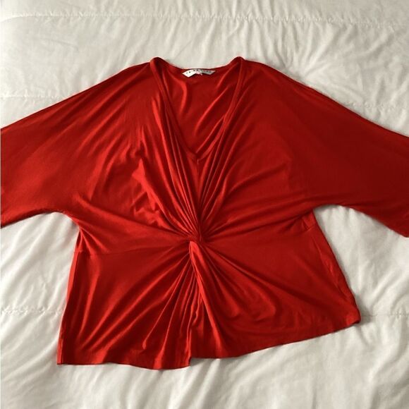 Trina Turk XL Red front knot top - Picture 2 of 9